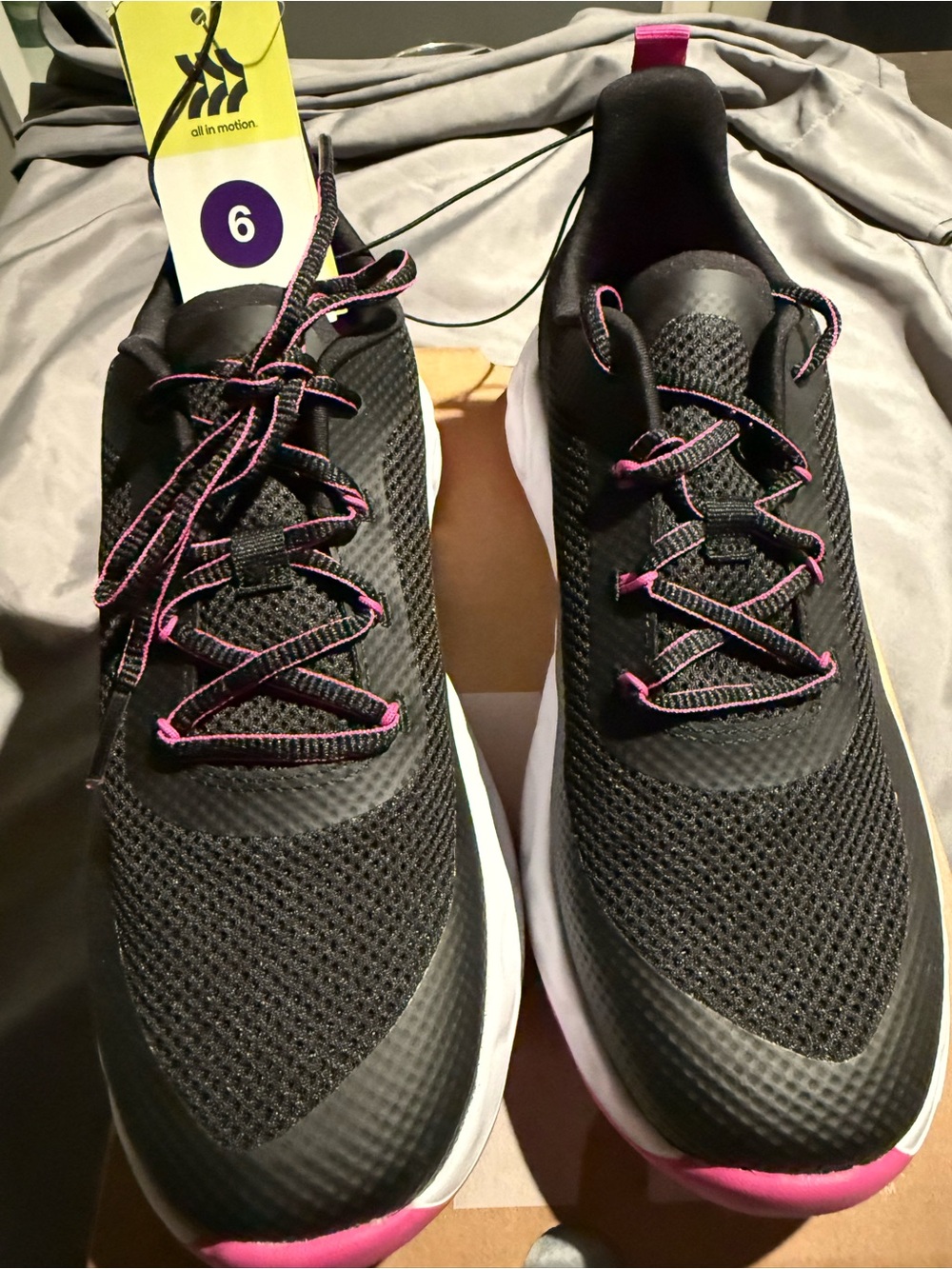 Women's All In Motion Camren Black Sneakers with Pink Accents